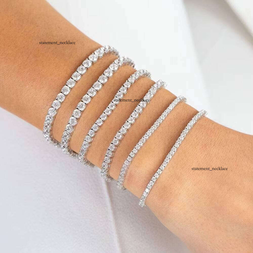 9k 14k 18k White Gold Fine Jewelry Tennis with 2mm 5mm Lab-Grown VVS Moissanite Pave Bracelet