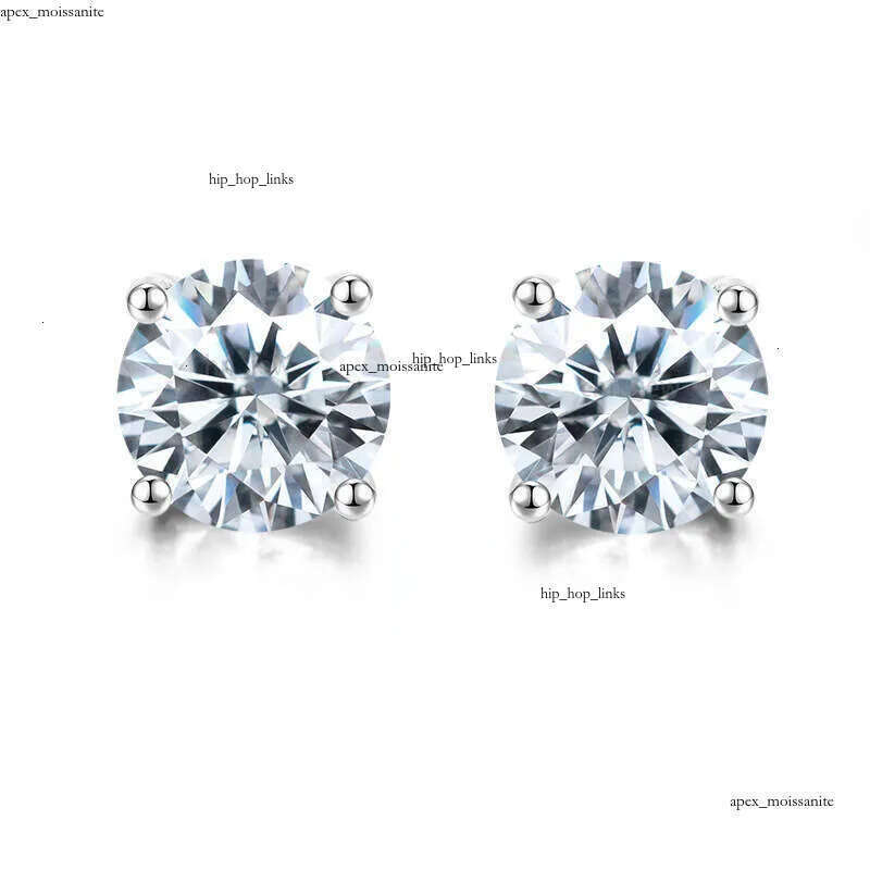 Pass Diamond Tester Vvs1 D Color Moissanite Designer For Women Solid 925 Sterling Silver 4 Prong Stud Earrings Gold Plated Screw Back Mens Jewelry Woman Gift
