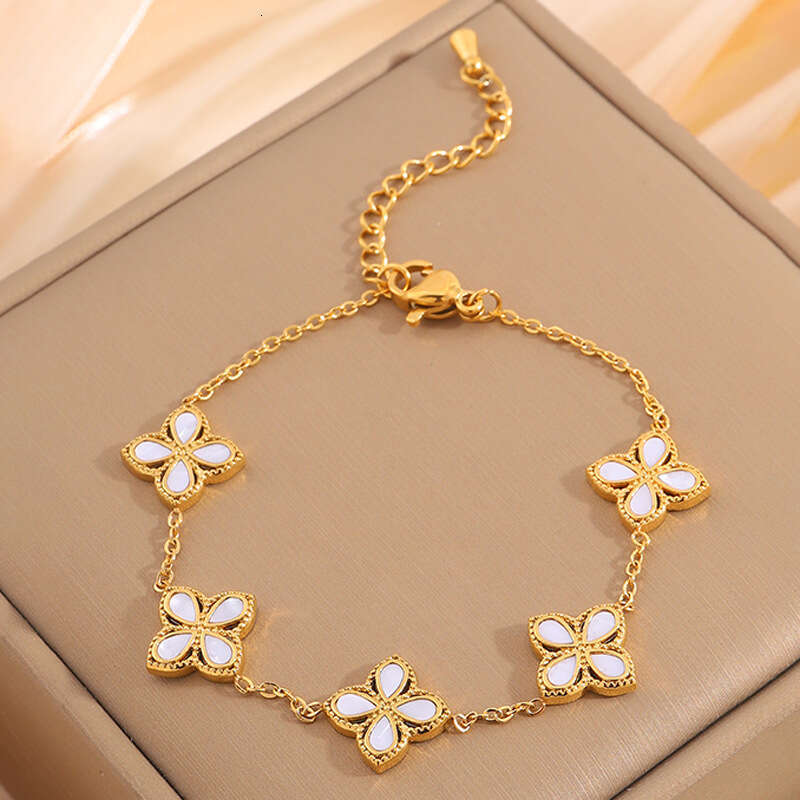 Four-Pointed Star Bracelet Gold Bracelet Floral Bracelet Accessory Luxury Women's Charm