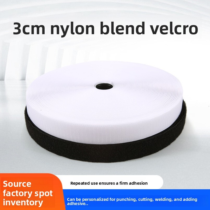 Manufacturer 3cm Nylon Blend Hook and Loop Fastener Tape for Clothing, Bags, Shoes with Adhesive Backing Self-Adhesive Type