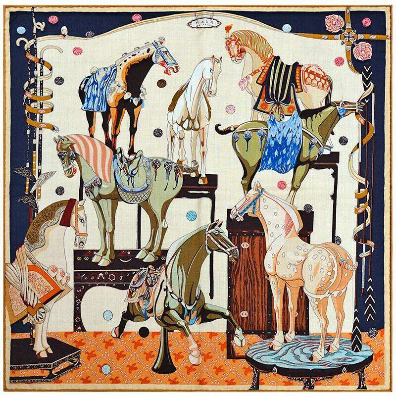 Beige Double-Sided Contrasting 65 Silk Wool Blend Scarf With Herringbone Pattern Hand Rolled Edge Spring Fashion Accessories