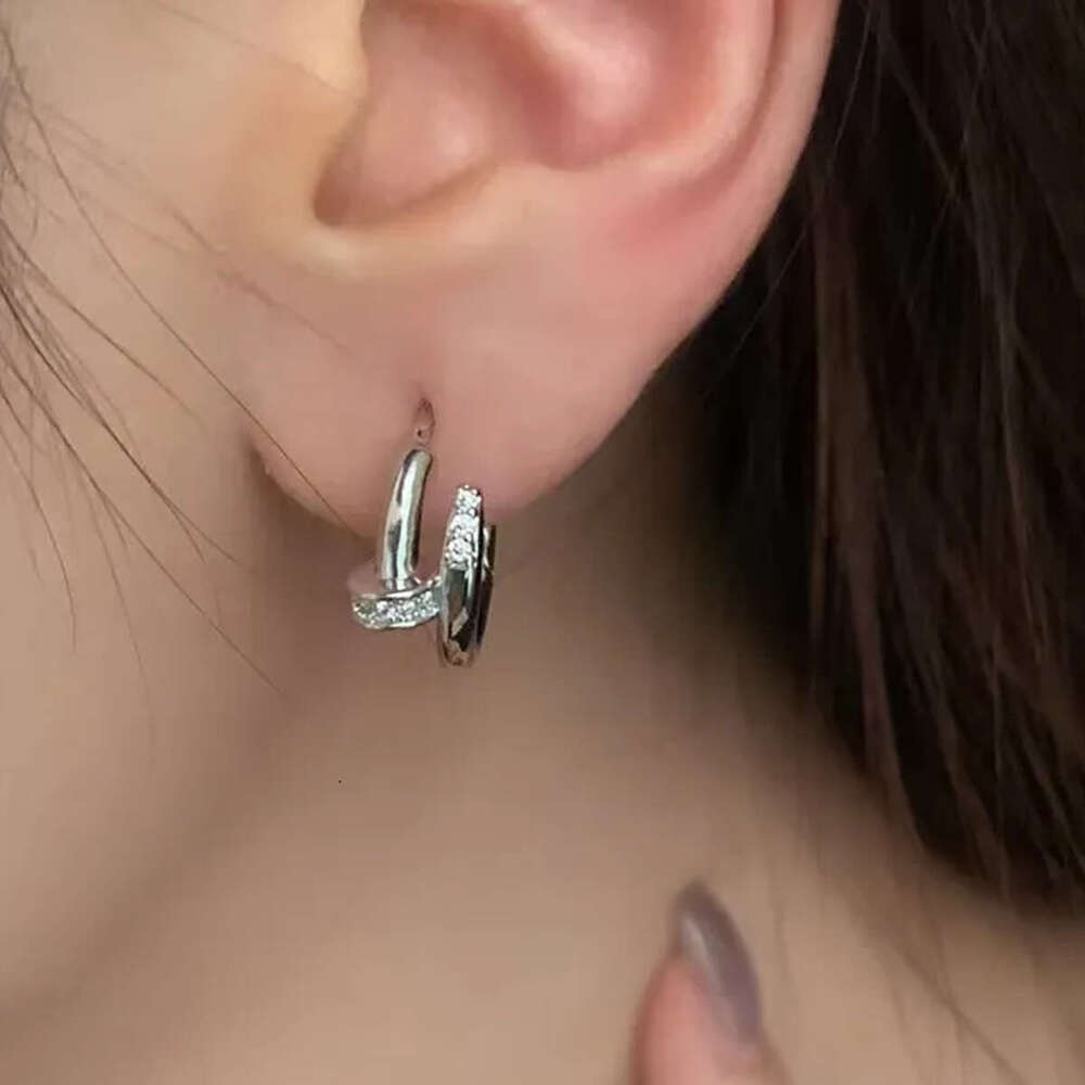 Nail Shape Earrings for Women: Rose Gold Plated with Micro Inlaid Round Crystals, American Style Fashion Jewelry for Daily Wear, Party & Special Occas