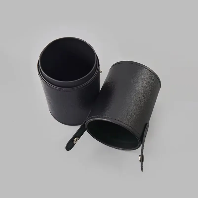 Travel Makeup Brush Storage Bucket Faux Leather Cylindrical Cosmetic Organizer Portable Buckle-Closed Makeup Tool Holder