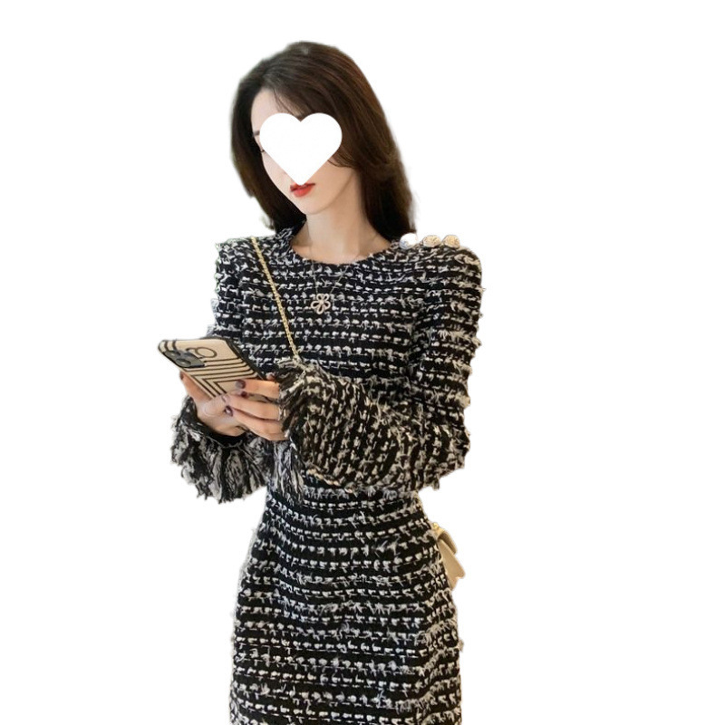 2026 New Urban Sexy Fragrance Style Dress With French Waist-slimming Design Long Sleeves Elegant And Light Luxurious Twill Spring/autumn Model