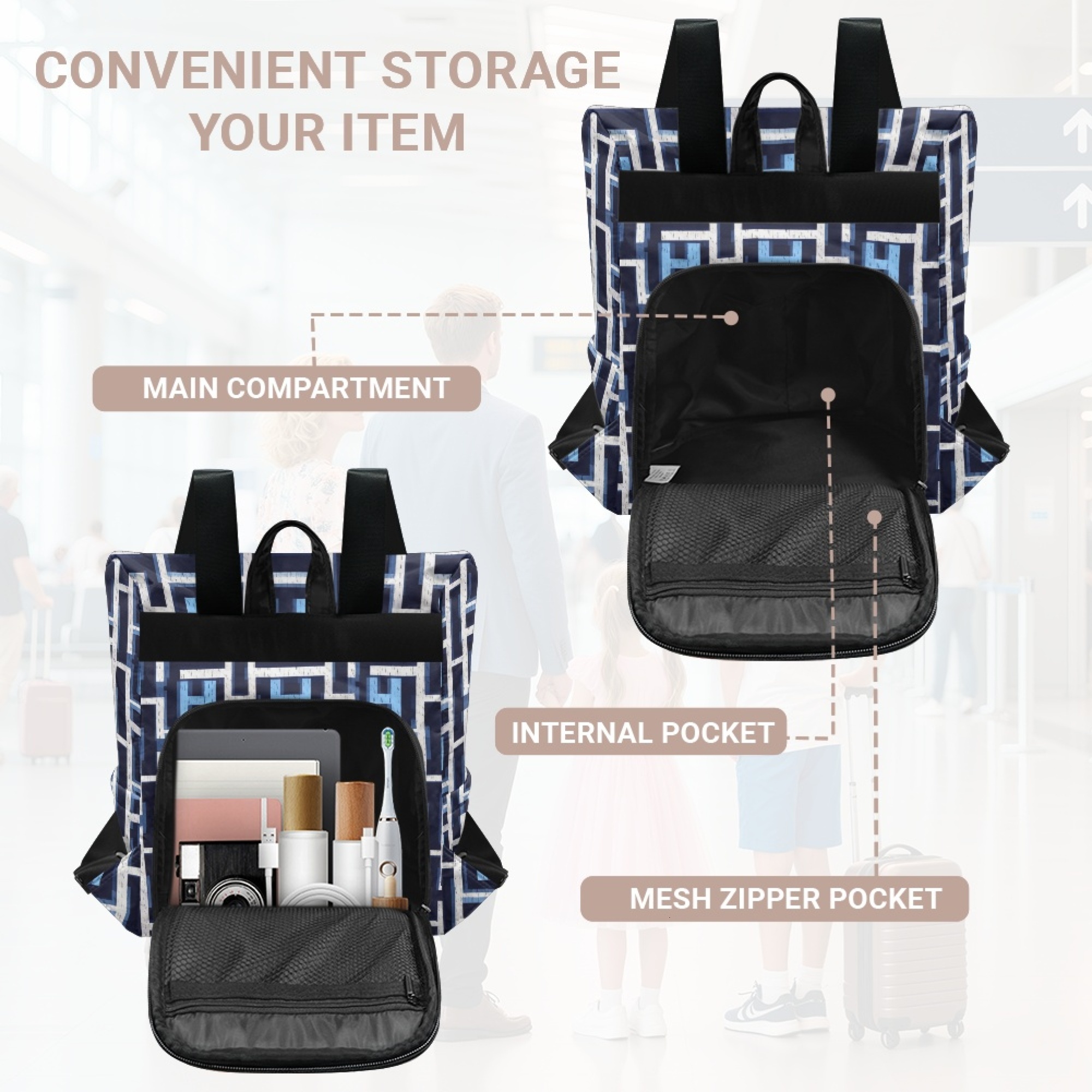 Custom H Designer Fashion Anti Theft Backpack Luxury Horse Pattern Unisex Full Print Backpack Laptop Bag Travel Bag H60