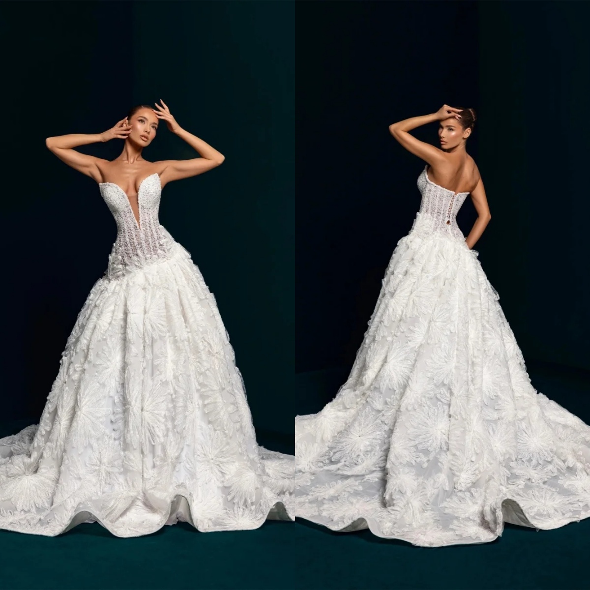 Gorgeous Wedding Dresses Pearls Beading Bridal Gowns Strapless A Line Sequins Sleeveless Princess Backless Customized Vestidos De Novia Plus Size