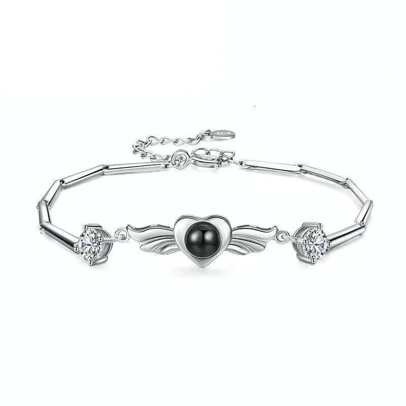 S925 Silver Projection Bracelet for Women100 Languages I Love You Custom Photo Text Creative Simple Elegant Jewelry