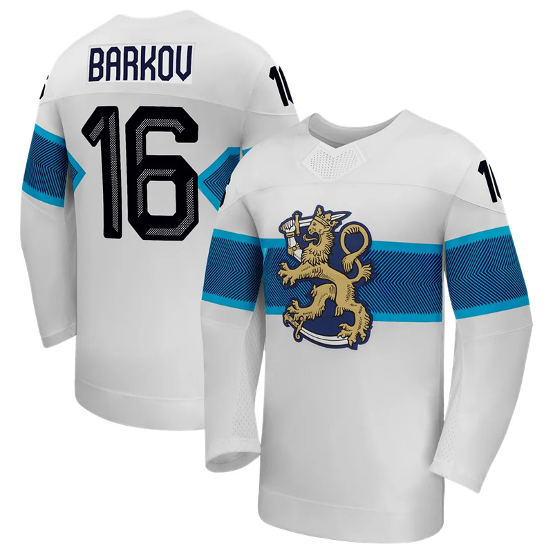 96 Mikko Rantanen team Finland hockey jersey 2026 olympices jersey 16 Aleksander Barkov Sebastian Aho Kaapo Kakko Ukko-Pekka Luukkonen Hintz Anton Lun