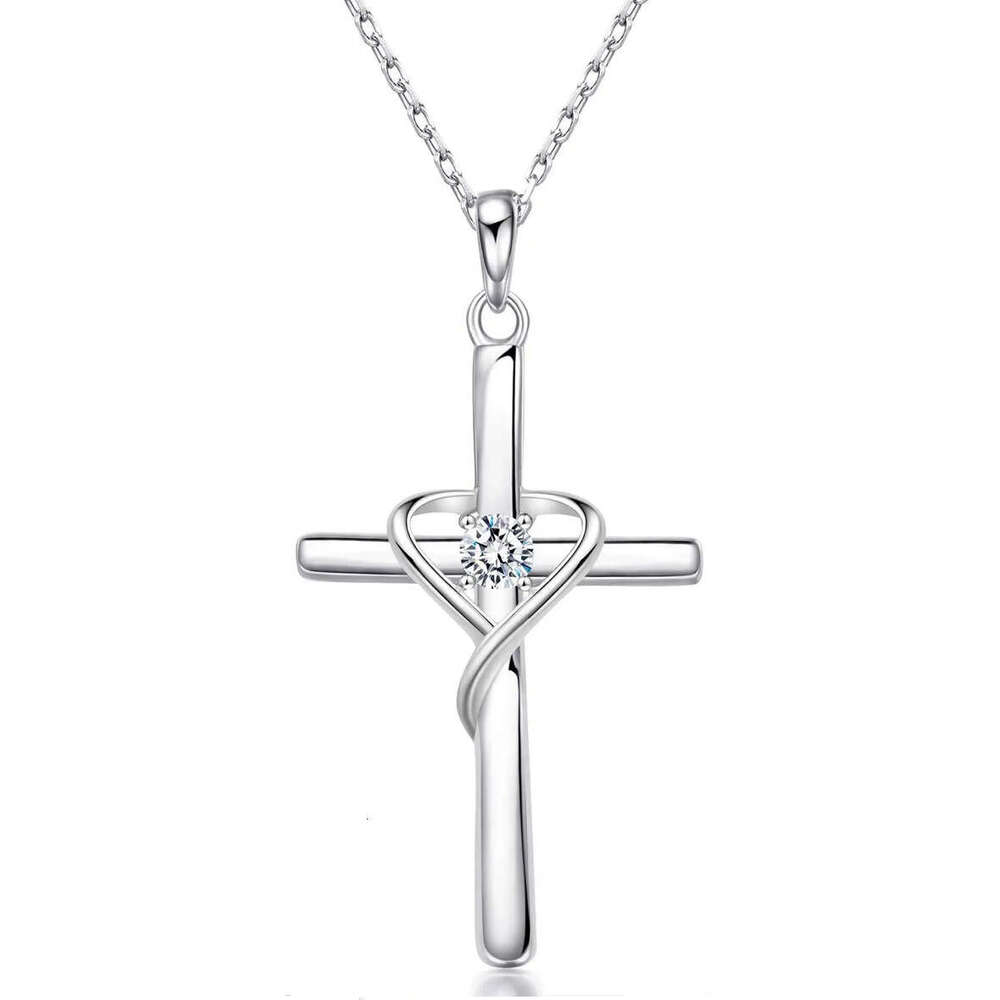 Women's S925 Silver Cross Pendant Collarbone Chain Retro Niche Personality European American Style Versatile Daily Jewelry