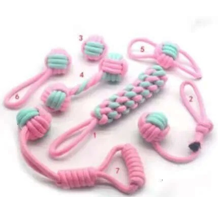 2026 New Pet Toy Dog Cotton Seven-Piece Set Teeth Cleaning Rope Knot Ball Puppy Interactive Chewing Free Shipping