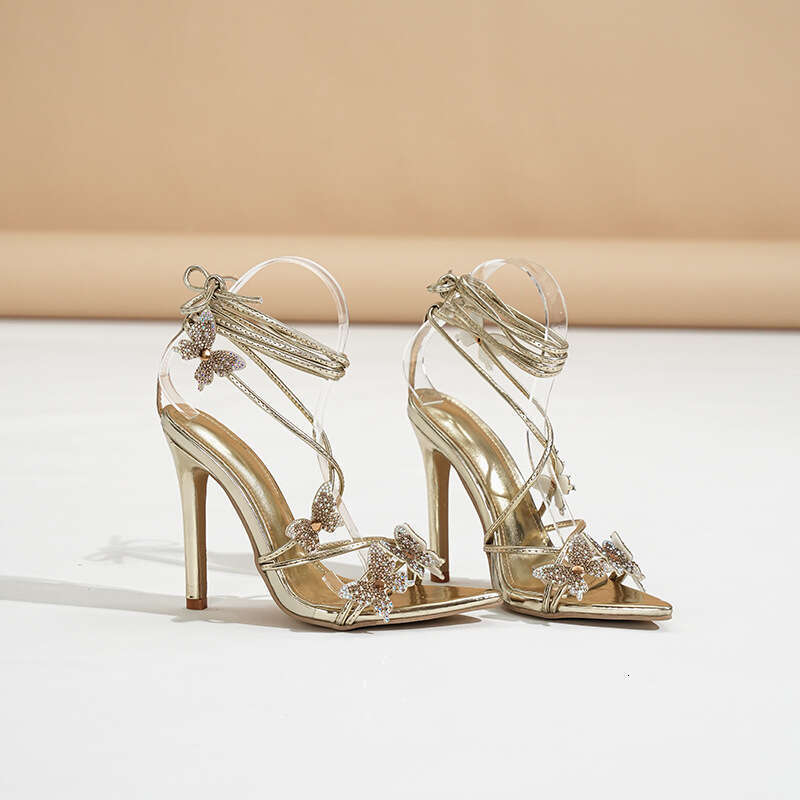 Elegant Pointed Toe Strap Sandals Women Stiletto Heels With Wrap Design MOJIDASHU