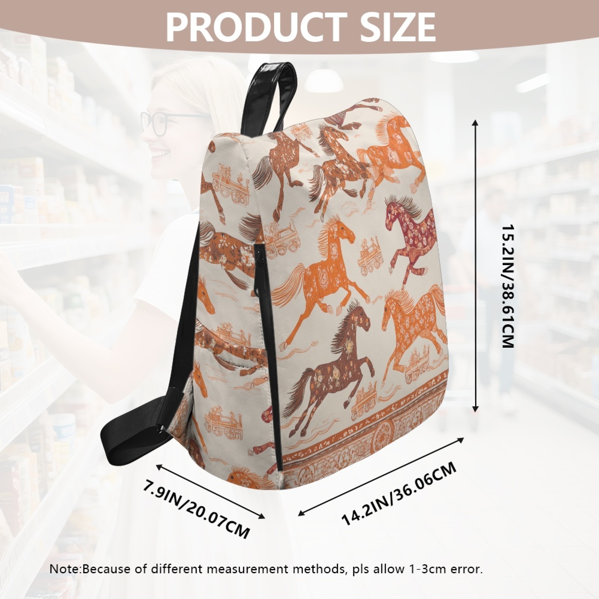 Custom H Designer Fashion Anti Theft Backpack Luxury Horse Pattern Unisex Full Print Backpack Laptop Bag Travel Bag H54