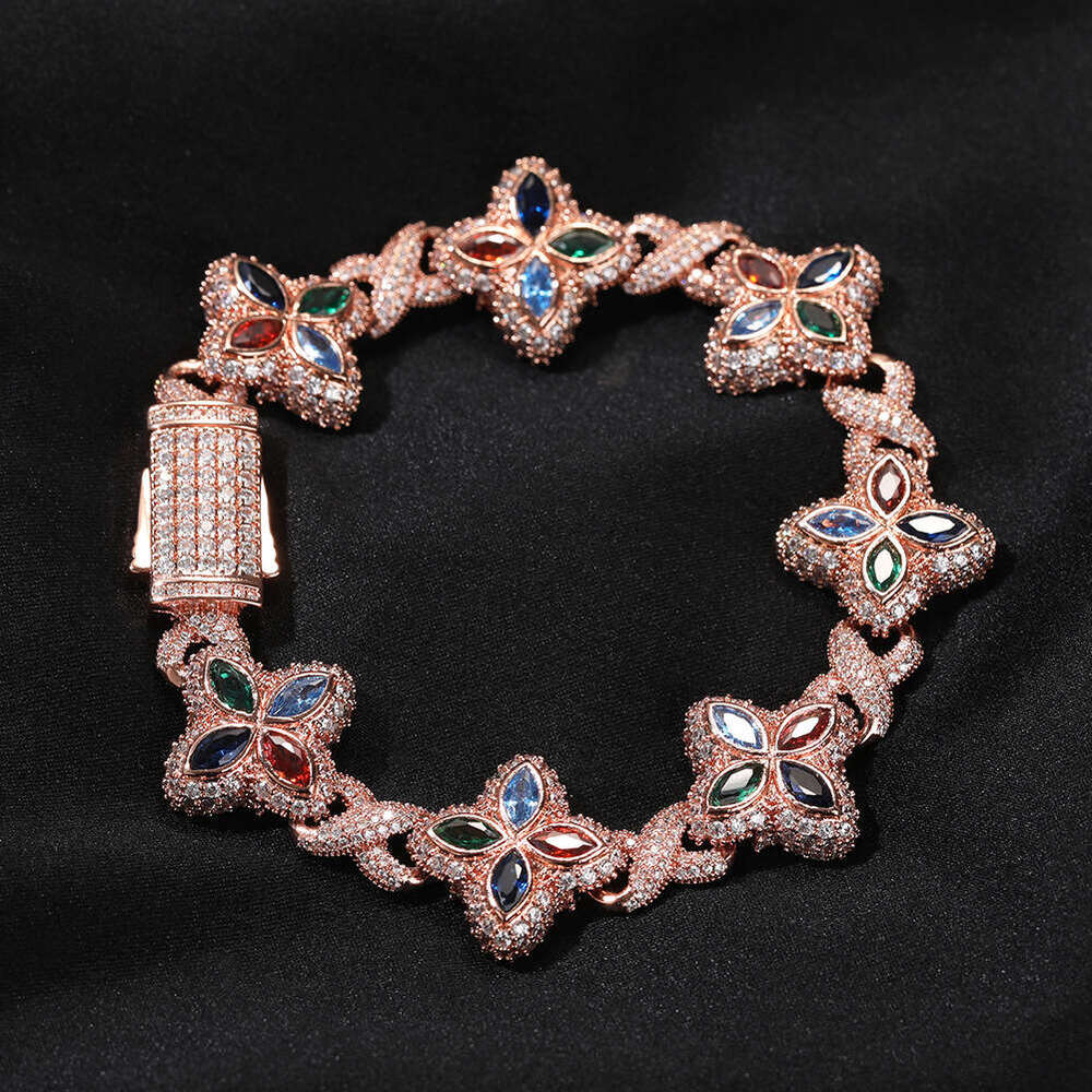Uwin Full Leaf Bracelet Marquise Multicolor Iced Out CZ Infinite Chain Bracelets Punk Jewelry
