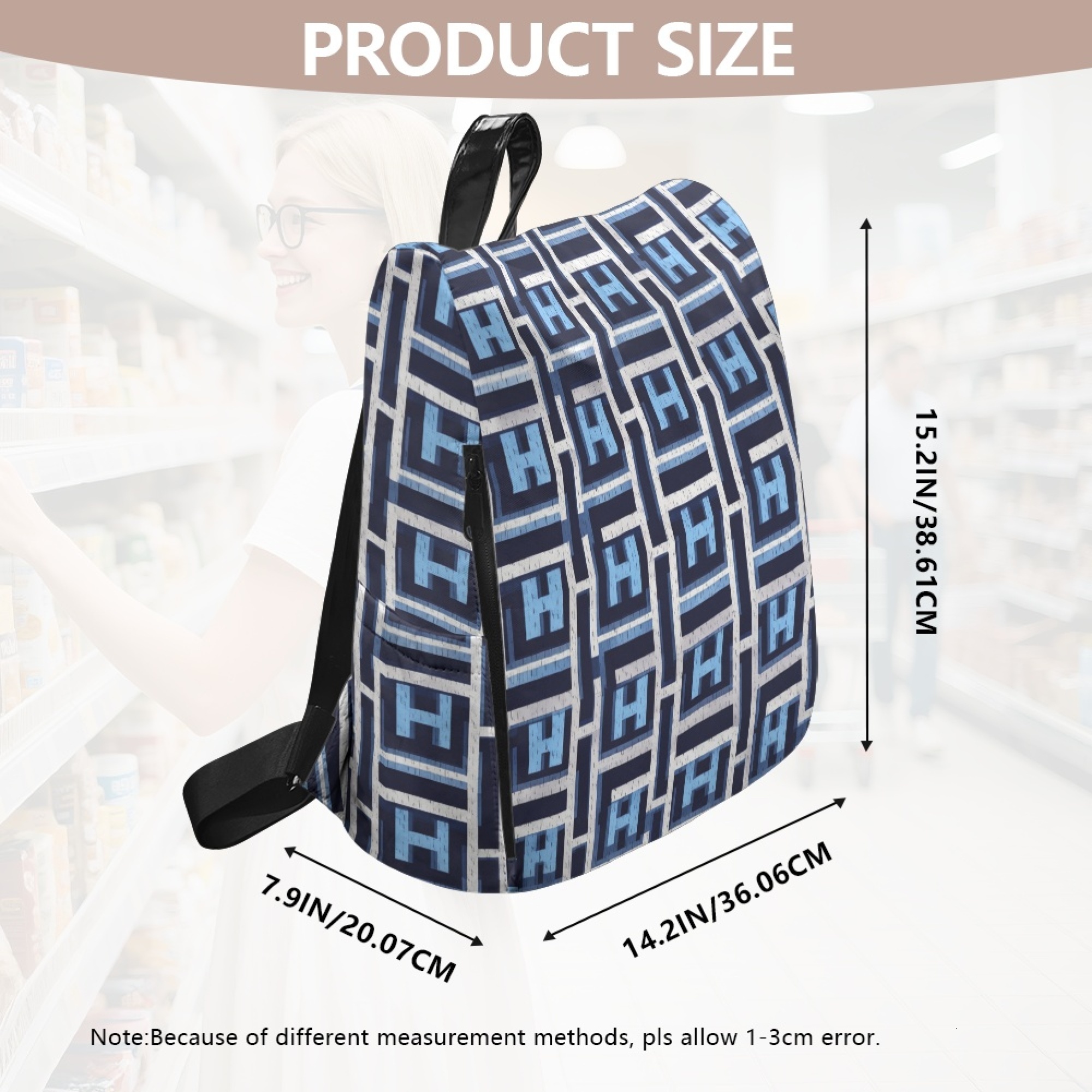 Custom H Designer Fashion Anti Theft Backpack Luxury Horse Pattern Unisex Full Print Backpack Laptop Bag Travel Bag H60