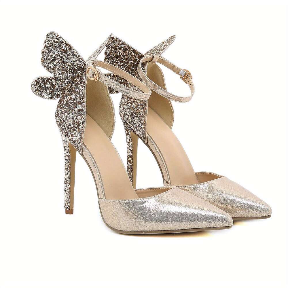 Sparkling D Butterfly Women S Pointed Toe High Heel Party Wedding Shoes MOJIDASHU