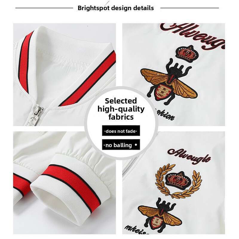 Little Bee Embroidered Men's Brand European High-End Version Pilot Jacket Men