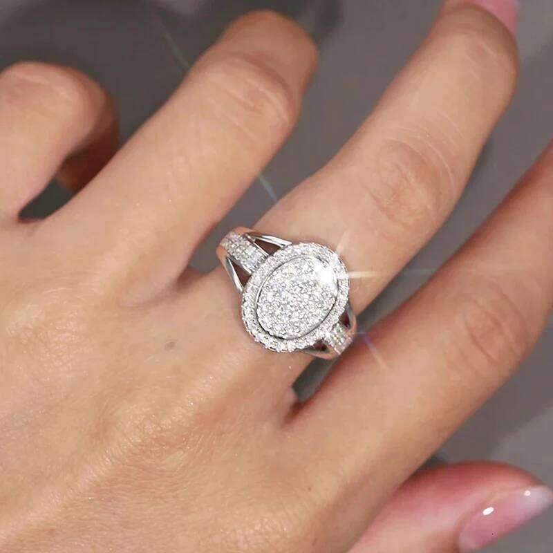 Exquisite Full Diamond Women S925 Silver Jewelry Women's Zircon Rings for Engagement Wedding Party Ring