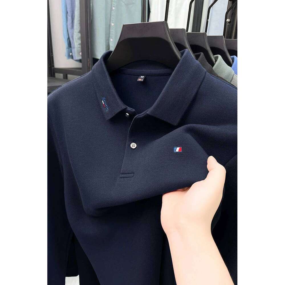 High end embroidery craft polo shirt long sleeved brand autumn Men's Wear comfortable breathable cotton casual business T-shirt