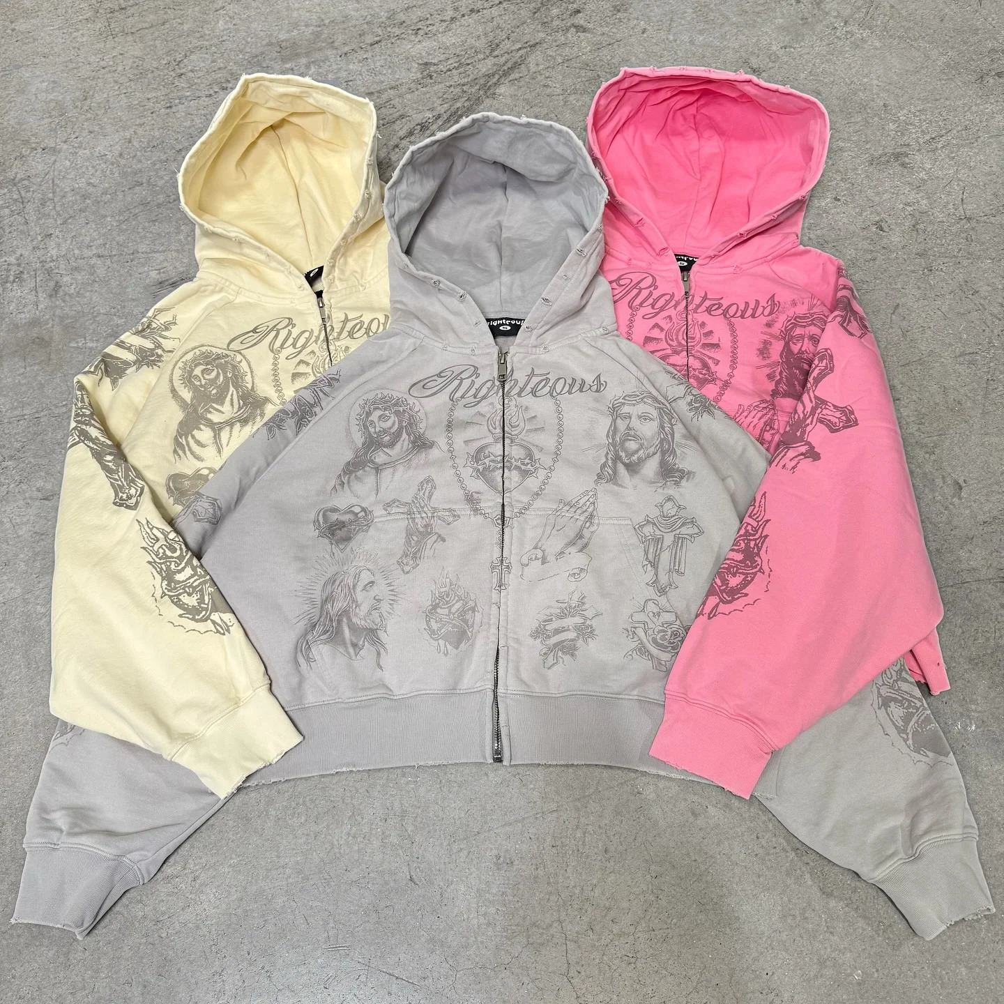 Tatted Believer Cropped Zip Up Sweatshirt and Sweatpants 2-piece Set Y2k Harajuku Men Women Tracksuit Hoodie Running Pants Suit 251225 C260312