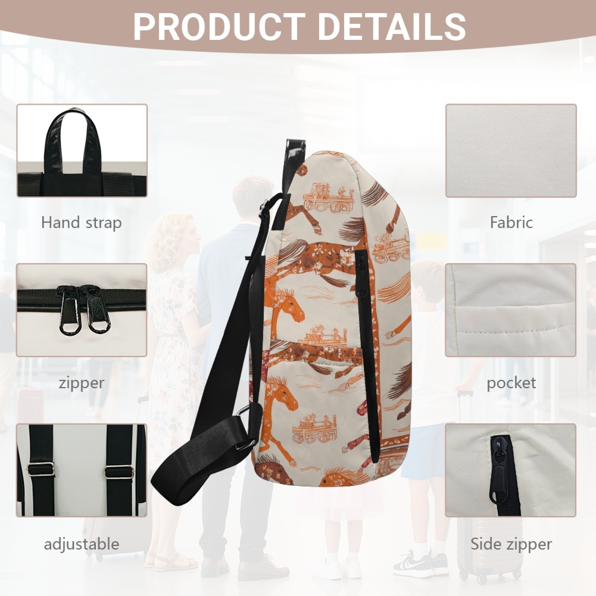 Custom H Designer Fashion Anti Theft Backpack Luxury Horse Pattern Unisex Full Print Backpack Laptop Bag Travel Bag H54