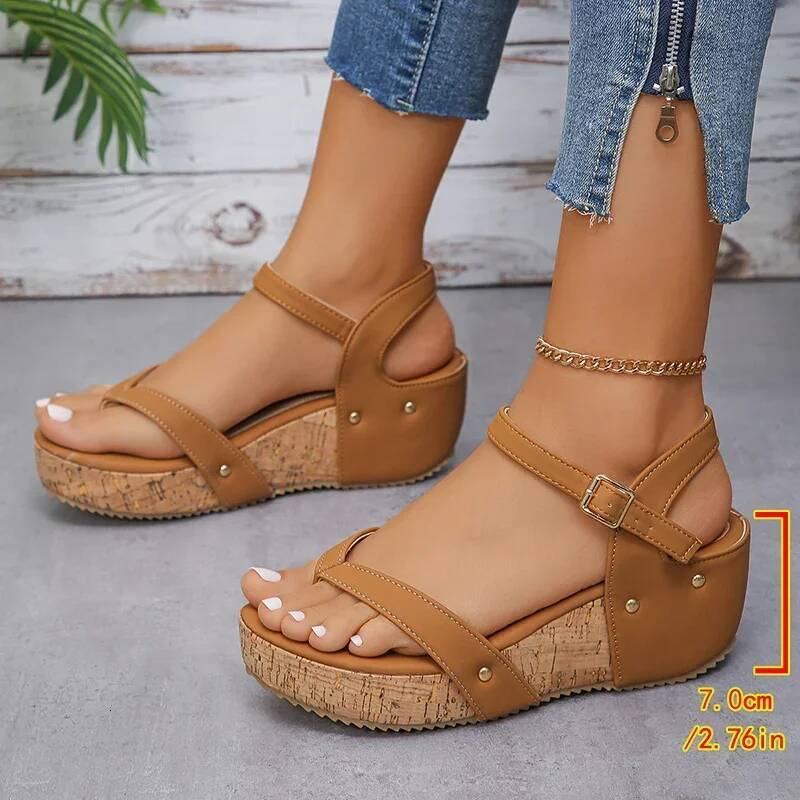 Ddmysheep Lucyever Clip Toe Platform Women Summer Buckle Strap Wedge Sandals Woman Thick Sole Non Slip Beach Sandalias Mujer casual shoes