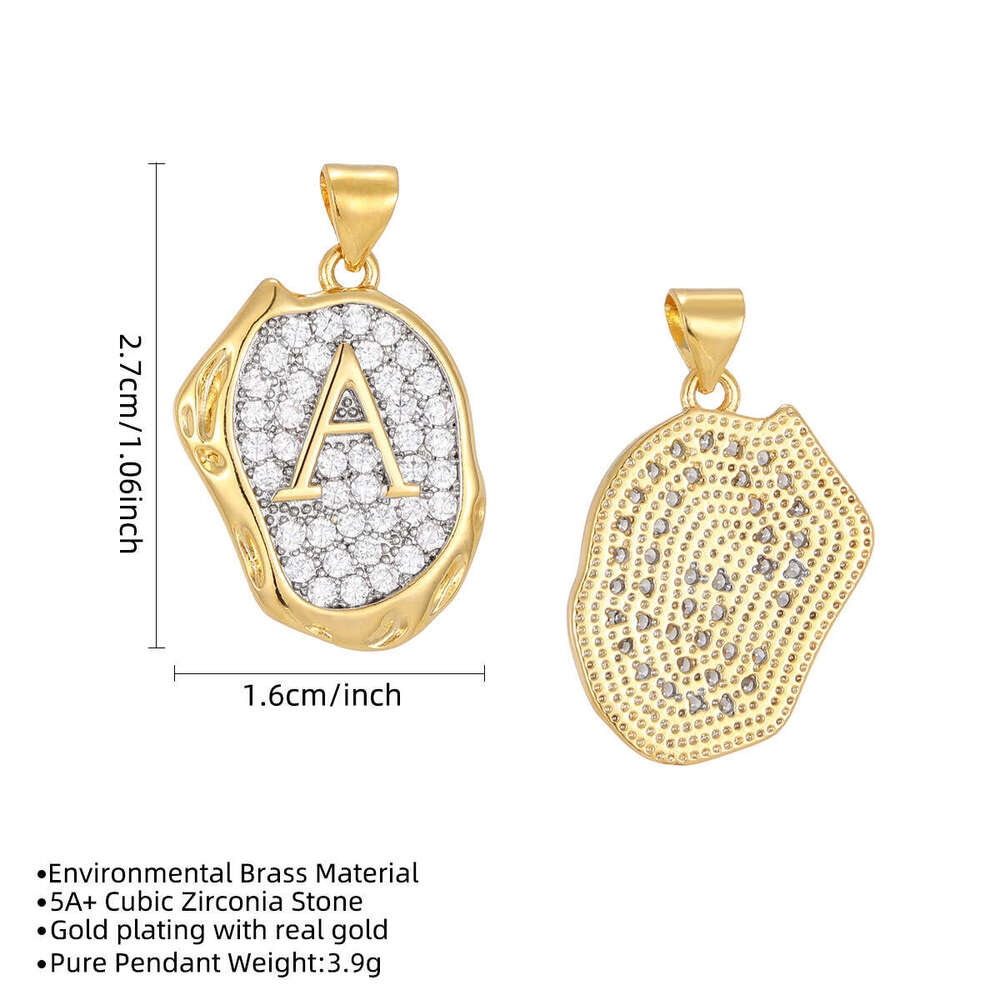 Cross-Border European and American Style Copper Plated Full Diamond 26 English Letters for Women Light Luxury High-End Sweater Chain Necklace Pendant