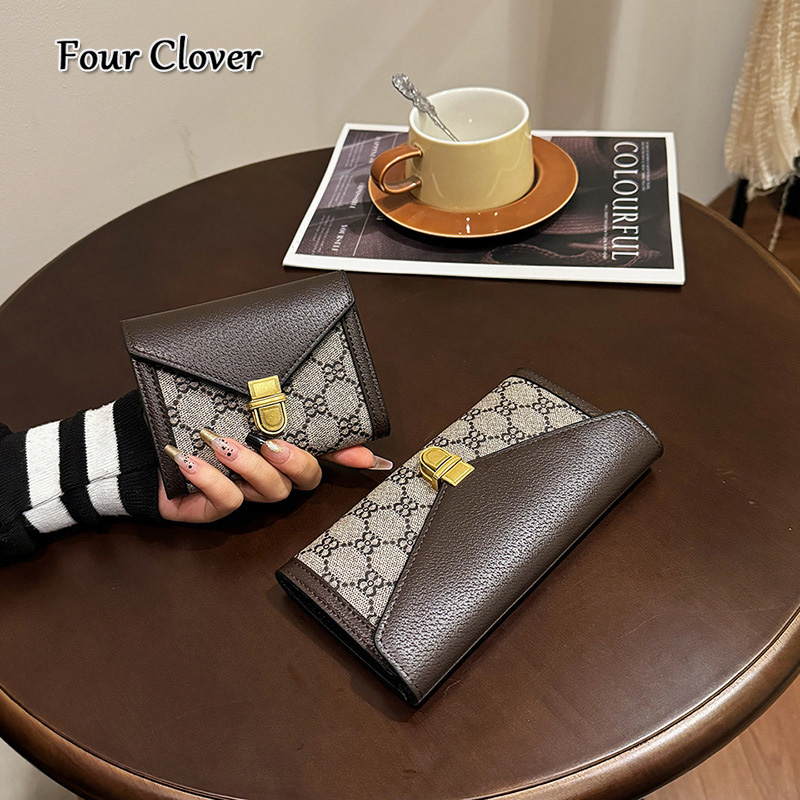 Women's long wallet, retro print classic short wallet, fashionable multi-card slot cardholder, tri-fold long wallet, luxury wallet, men's wa