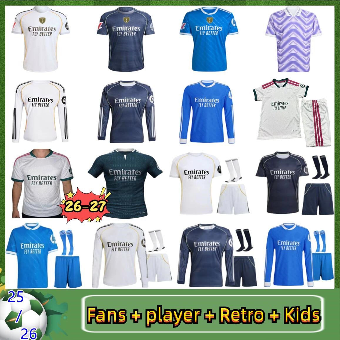 2026 2027 MBAPPE camiseta reals madrid 26 27 kit soccer jersey BELLINGHAM long sleeve VINI JR CAMAVINGA GONZALO RODRYGO TRENT ARDA GULER VALVERDE Football shirt kids
