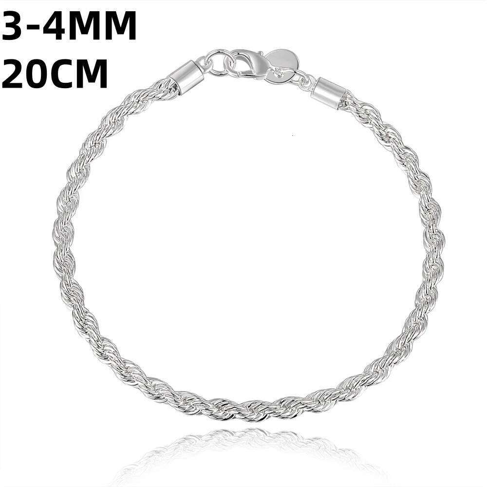Creative twisted circle chain women men silver color bracelet brand new high quality 925 fashion jewelry Christmas gift