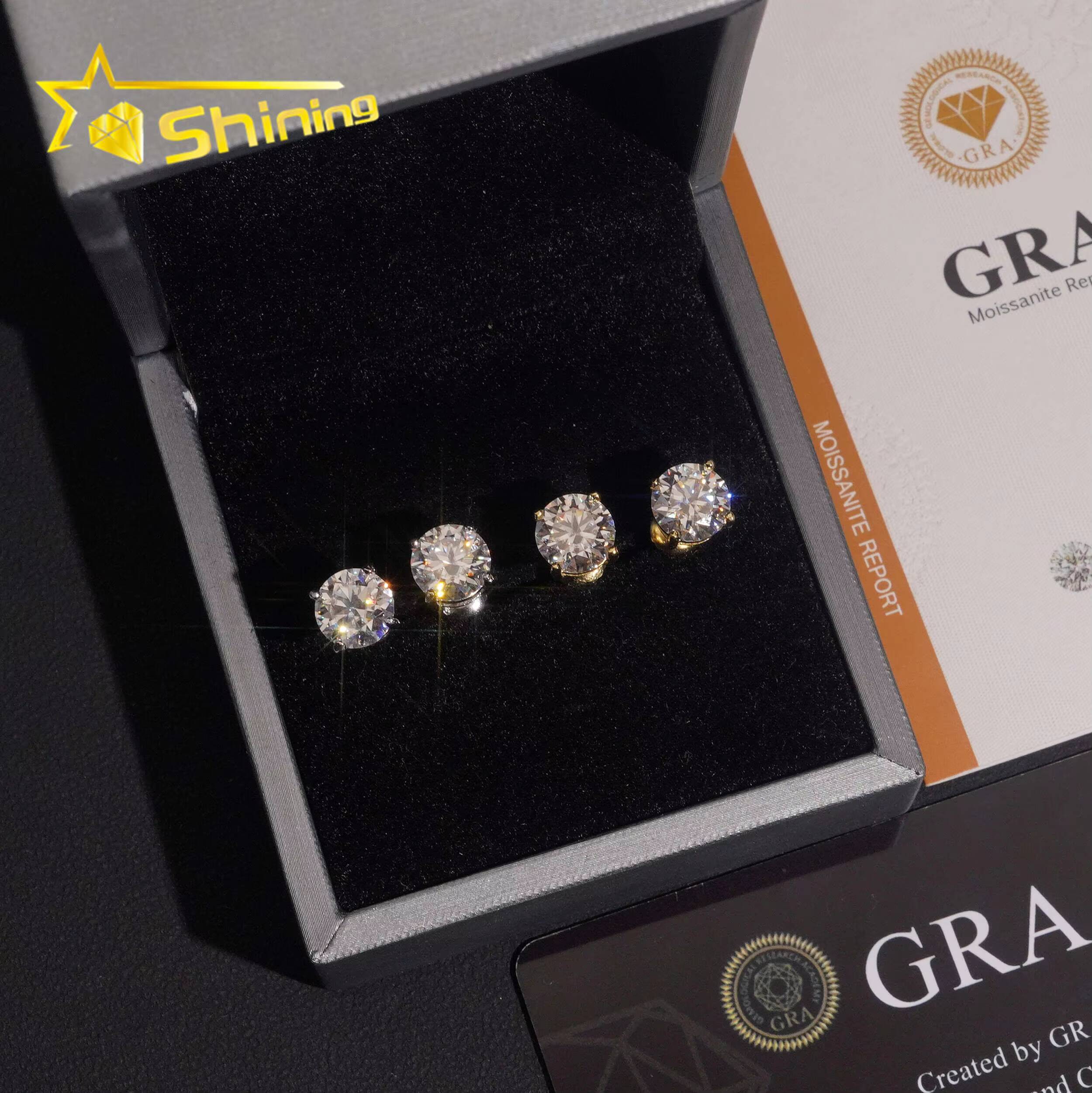 USA Warehouse Fast Shipping Classic 925 Silver 75mm Round Moissanite Earrings Pass Diamond Tester Women Screw Back Ear Studs