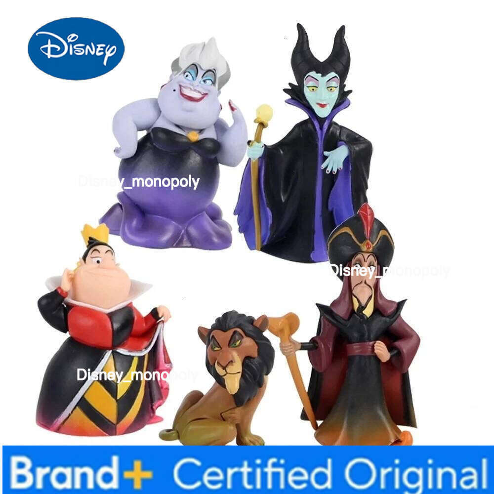 Disney Anime 5Pcs/Set Red Queen Villains Maleficent Jafar Ursula Vinyl Action Figure Model Toys For Children Christmas Gift H260105 H260105