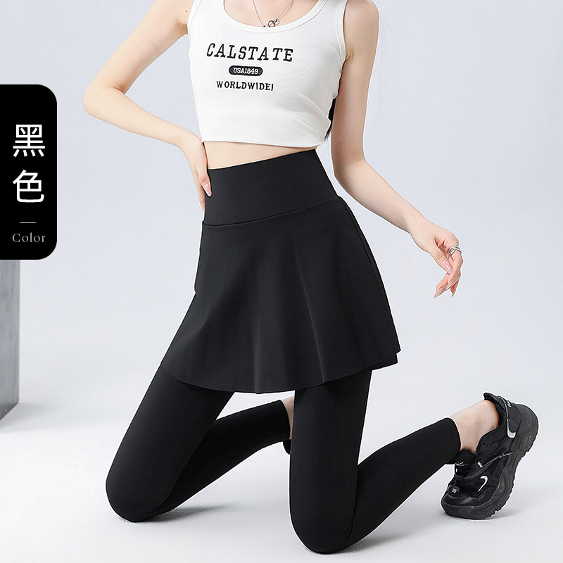 2026 New Women's High-Waisted Slimming Yoga Skorts, Fake Two-Piece Running & Fitness Shark Pants for Spring & Autumn Outerwear
