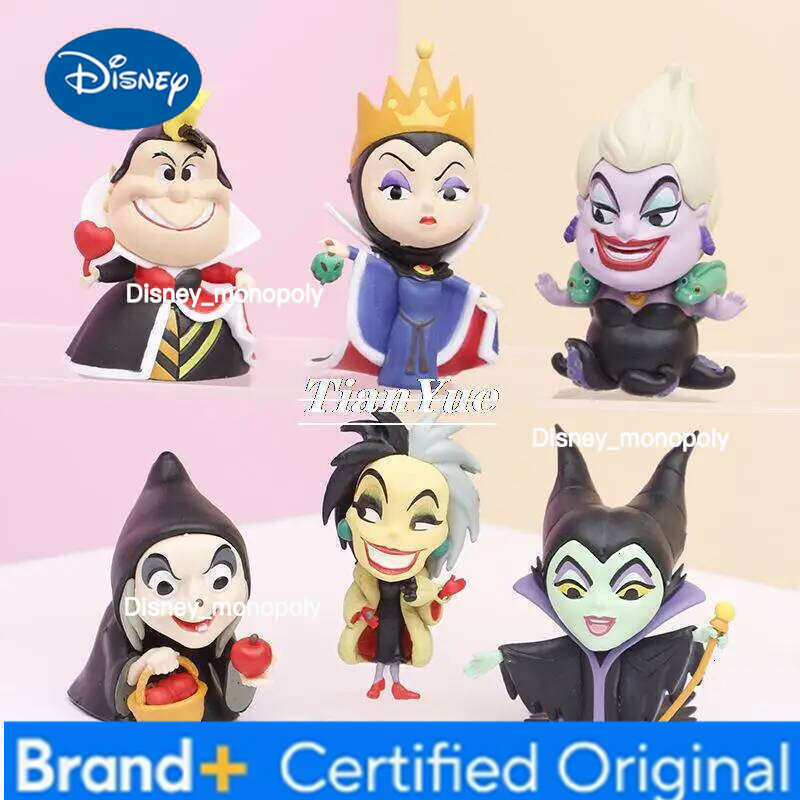 Disney Anime Villain Poisonous Witch Movie Character 6pcs/set Vinyl Model Figure Decoration 8cm H260105 H260105