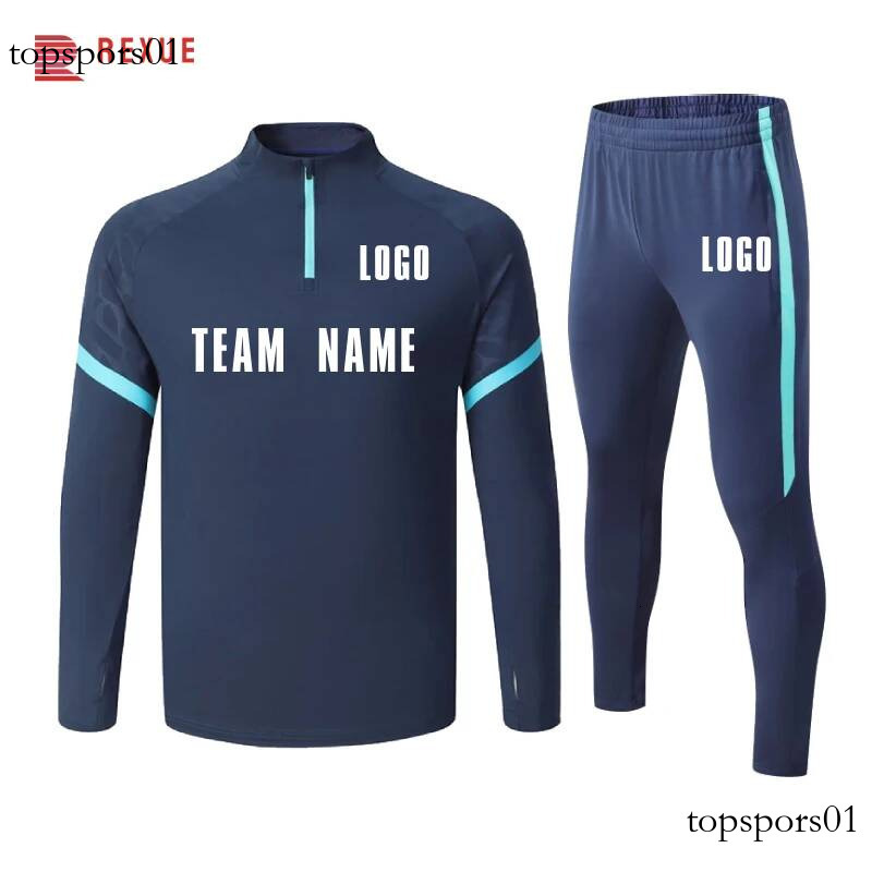Football Tracksuit Men Child Soccer Zipped Jacket And Pants Winter Spring Thermal Training Set Can Customize Name Number Logo