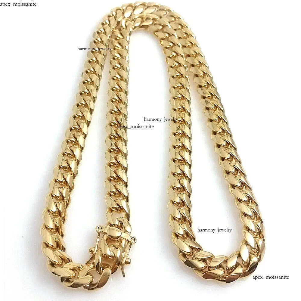 18K Gold Miami Cuban Link Chain Necklace Men Hip Hop Stainless Steel Jewelry Necklaces 4a