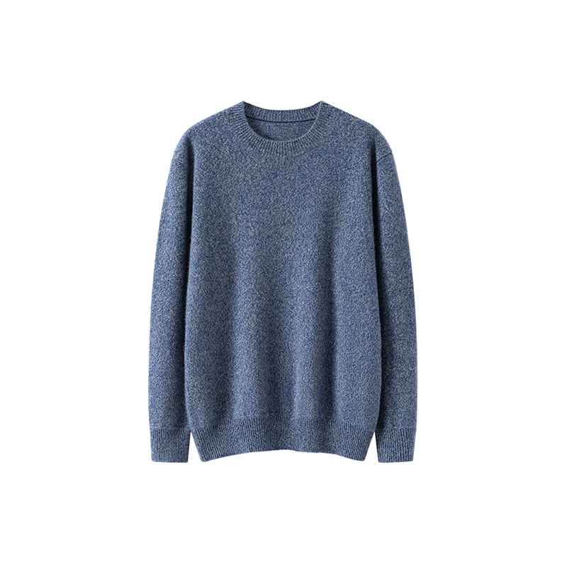 100% pure cashmere thick round neck semi high neck high-end classic versatile knitted cashmere sweater for men