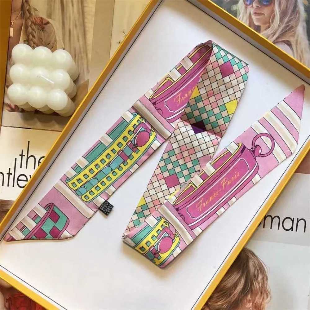 Printed Silk Scarf for Wen Summer Lightweight Neck Scarf Collar Bandana Bag Str Decorative Present Gift Accories Y260104