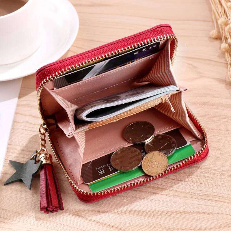 Women Small Ladies Mini Tassel Cute Girl Short Zipper Lovely Pu Leather Coin Female Hand Wallet Purse