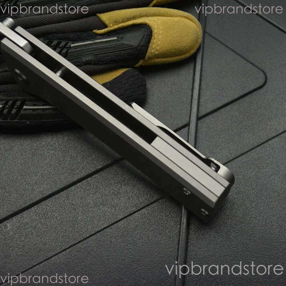 2Models Limited Edition Chaves Folding Knife 3.23 M390 Satin Clip Point fixed blade knife Blade, Titanium Handles