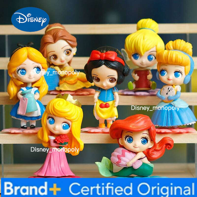 Disney 14 style Princess Q Posket Mermaid Tinker Bell Cinderella Action Figures PVC Model Dolls decor birthday party Kids Toy H260105