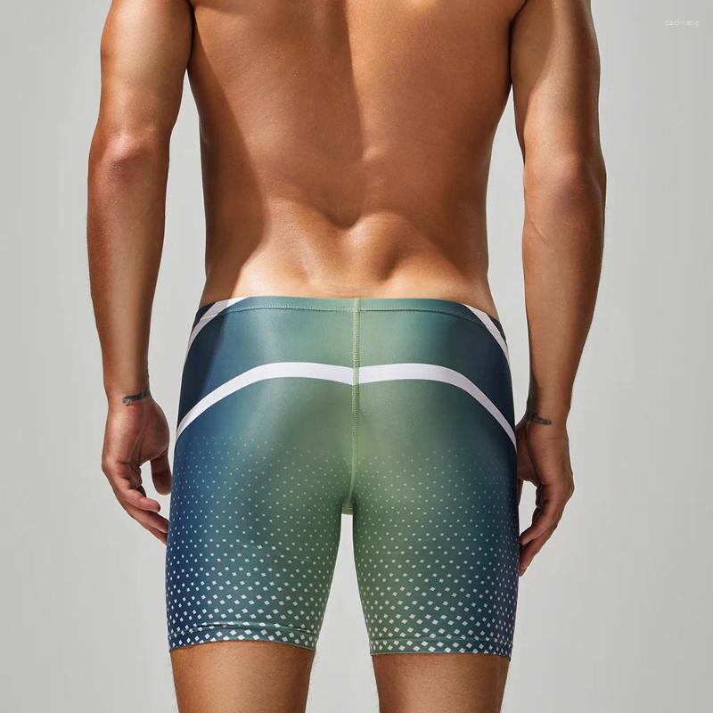 Men's Swimwear Summer Long Swimming Trunks Fitnes Running Shorts Tight Fit Breathable Swim Suit Bathing Surfing Beach 2026 Z260313