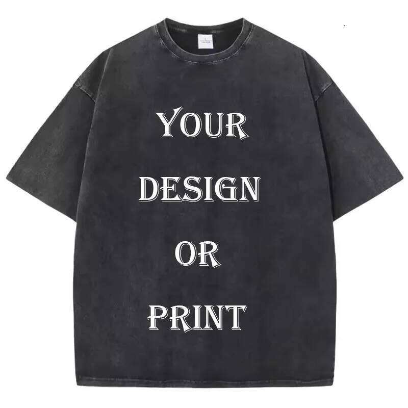 T 100% Cotton Washed Tshirt Customized Printed T Shirt Retro DIY Your Like Photo or Logo T-shirt Fashion Custom Top Unisex C260105