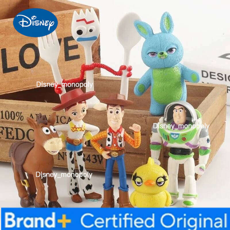Disney 7Pcs/Set Story 4 Action Figures Toy Woody Jessie Buzz Lightyear Forky Pig Bear Figura Model Doll Figurine Boy Christmas Gift H260105 H260105