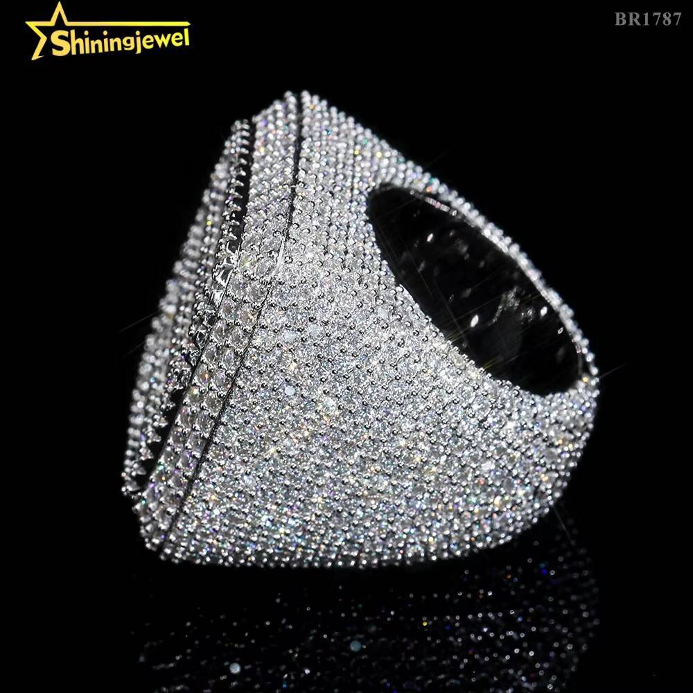 Luxury Style Ready to Ship Lab Diamond Jewelry Custom Ring Silver 925 Vvs Moissanite Iced Out Hip Hop Jewelry Mens Ring