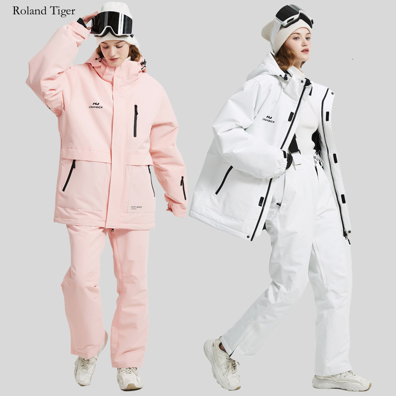 Roland Tiger 25 Korean Style Ski Suit Sets Unisex Windproof Waterproof Warm Couples Jacket Snowboard Ski Pants