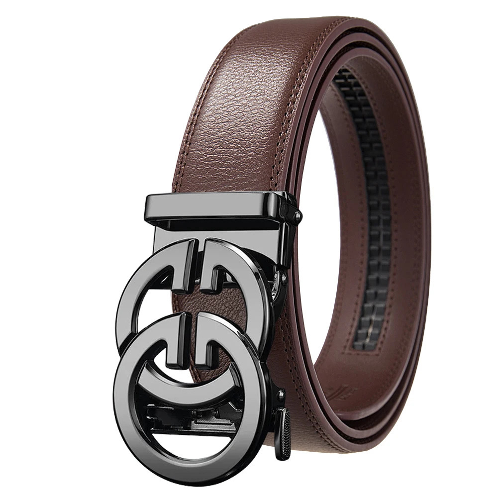 Fashion belt for men alloy buckle high quality PU leather automatic belt adjustable ratchet business casual mens belt 260104