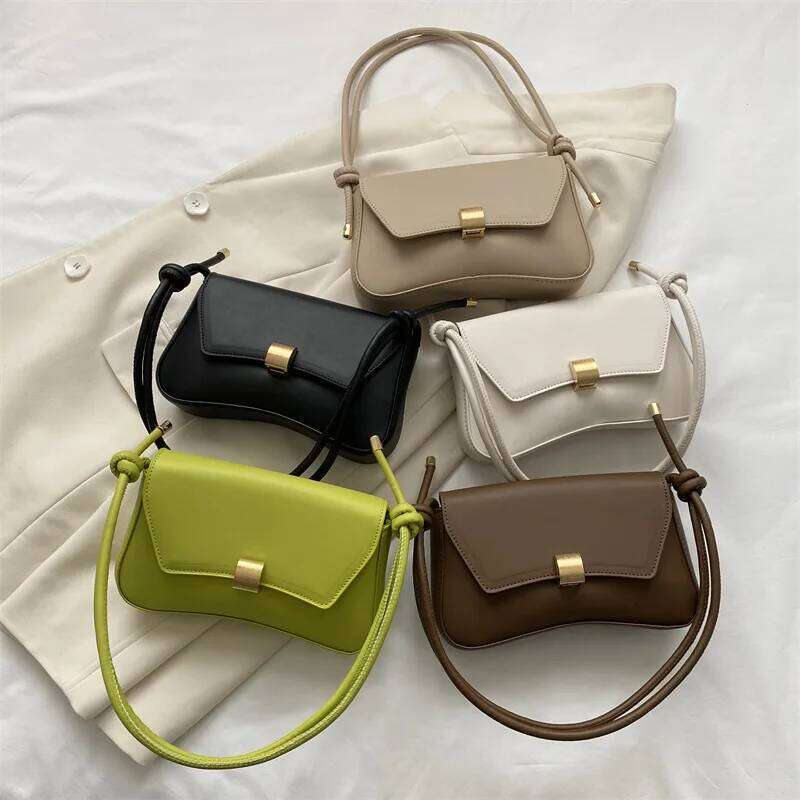 New Fashionable Solid Color Leather Women's Crossbody Simple and Versatile Casual Small Square Bag, Commuting Shoulder Bags