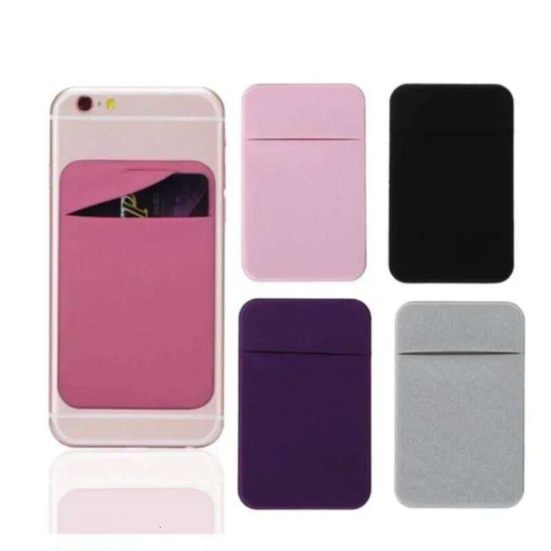 1PC Fashion Elastic Cloth Cell Mobile Phone Wallet Case Credit ID Card Holder Adhesive Sticker Pocket