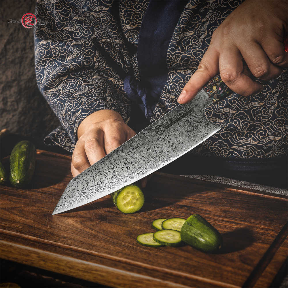 Damascus steel Japanese-style kitchen knife, chef's knife, slicing knife, multi-purpose knife, household knife, slicing tool, AUS10 steel X241102