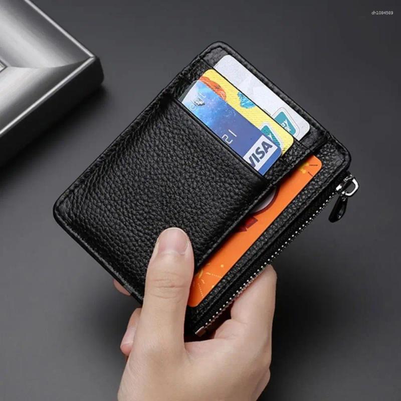 Card Holders Genuine Leather ID Holder Candy Color Bank Box Multi Slot Slim Case Wallet Women Men Business Cover